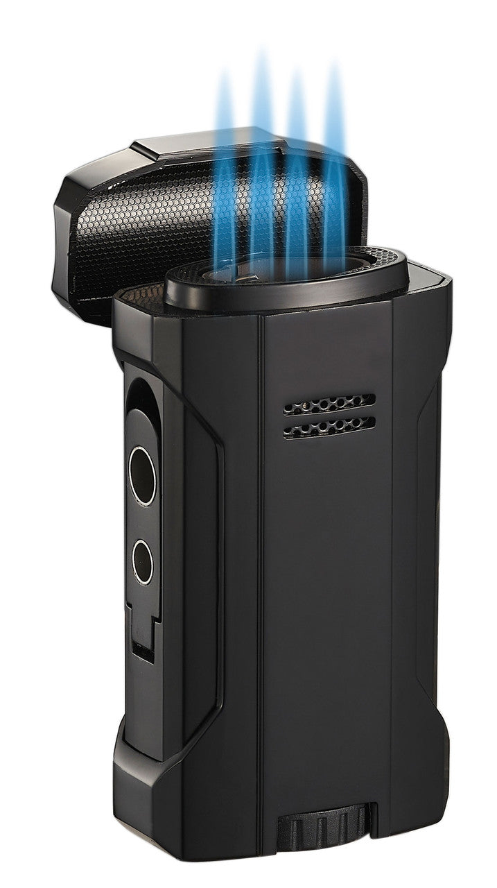 Visol Rhino 2.0 Black Quad Flame Cigar Lighter - Vlr406801-Rhino2-Bk