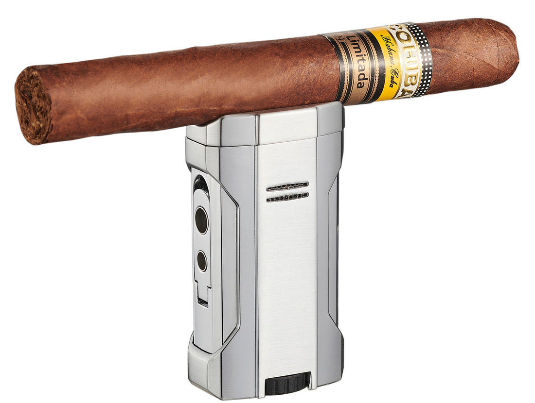 Visol Rhino 2.0 Silver Quad Flame Cigar Lighter - Vlr406803-Rhino2-Sl