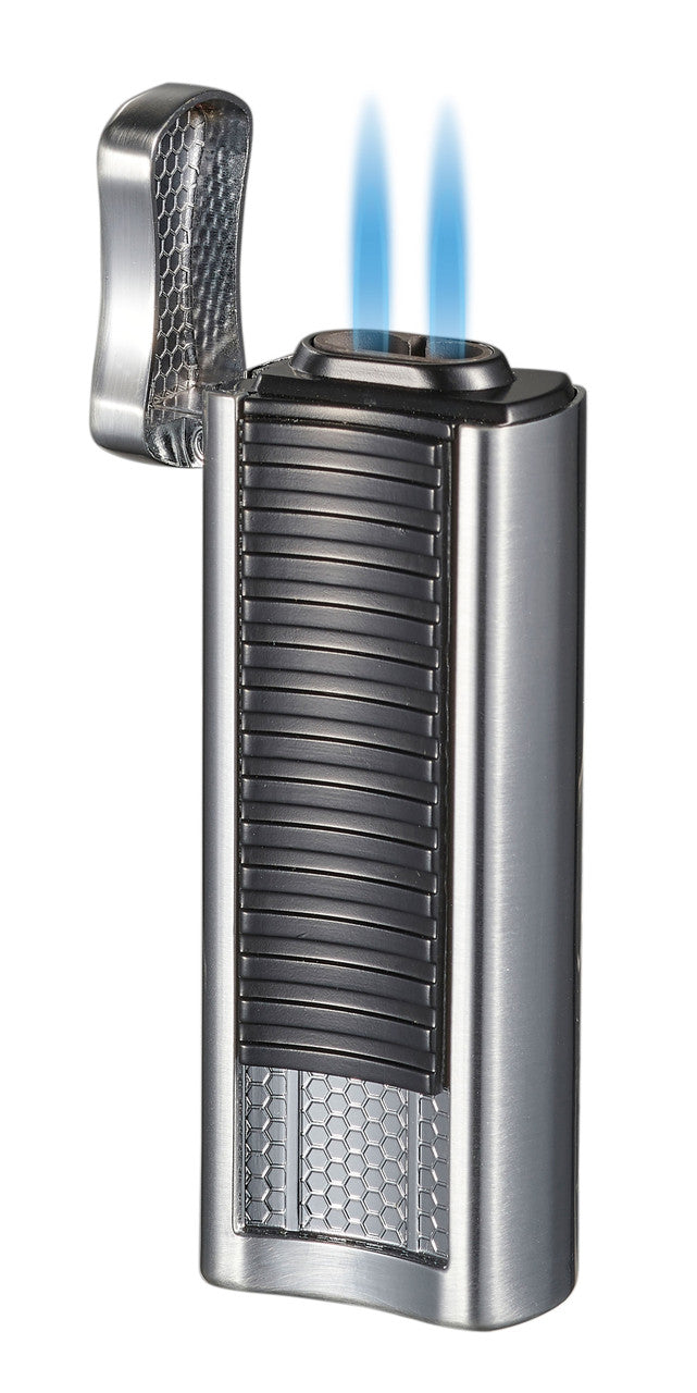 Visol Tiger Double Flame Cigar Lighter - Silver - Vlr407003-Tiger-Sl