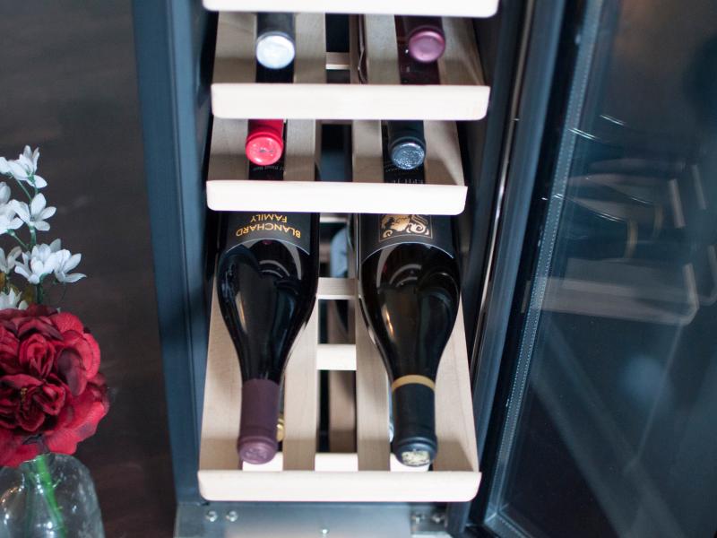 Newair 12" Built-In 19 Bottle Wine Fridge in Stainless Steel, with Premium Beech Wood Shelves