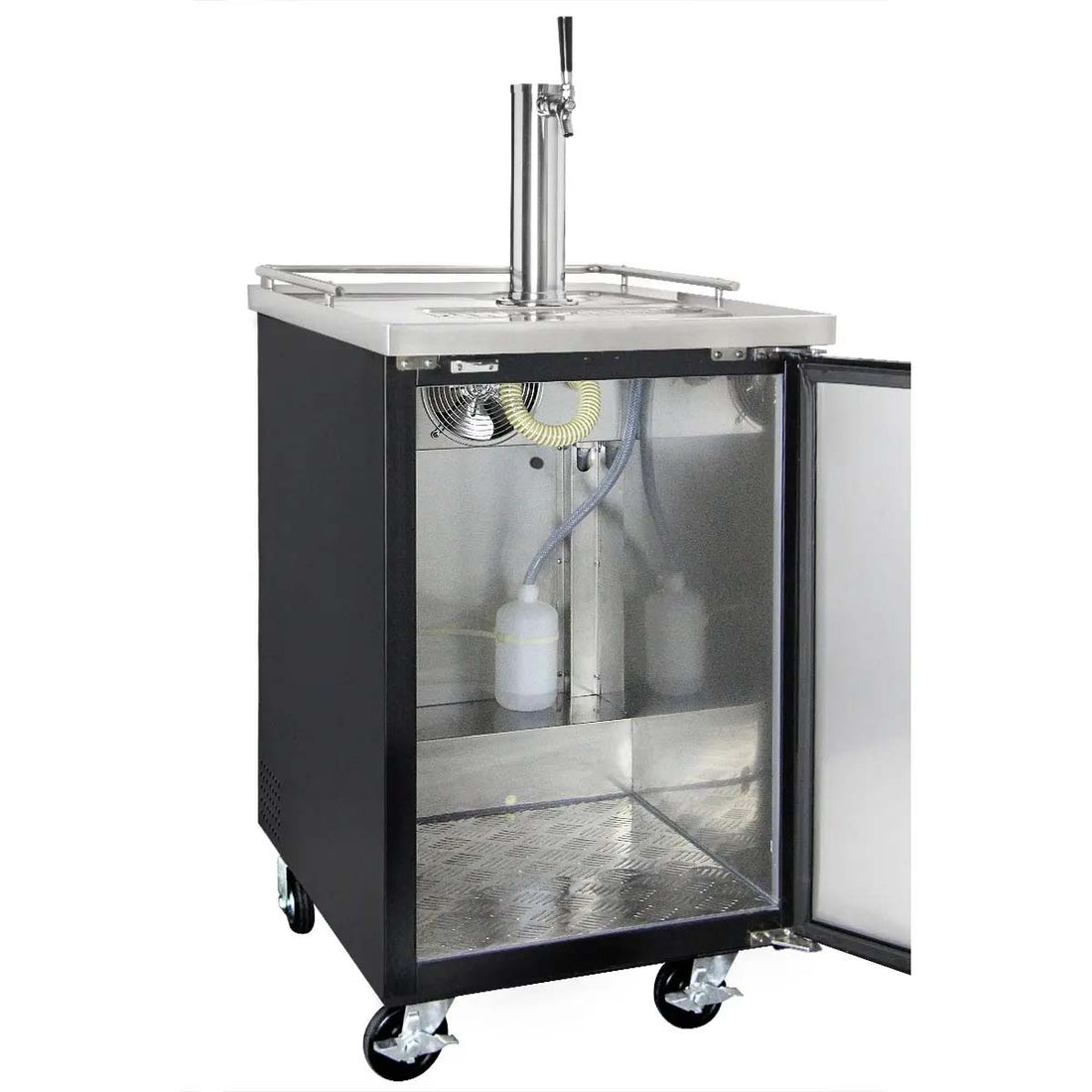 24" Wide Homebrew Single Tap Black Commercial Kegerator With Keg