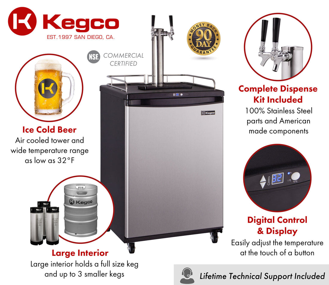 24" Wide Dual Tap Stainless Steel Commercial/Residential Digital Kegerator