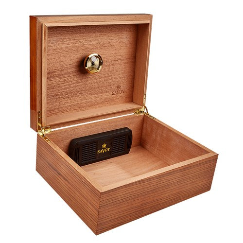 Zebrawood Ashton Classic Savoy Humidor - 50 Cigar ct - Crown Humidors