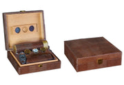 Prestige Imports 25 Ct. Brown Leather Gift Set w/ Matching Accessories - Crown Humidors
