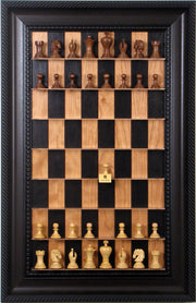 Straight Up Chess Board - Black Cherry Series with Brown Traditional Frame - Crown Humidors
