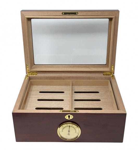 The Berkeley Humidor with Glass Top by Prestige Import Group - 100 Cigar ct - Crown Humidors