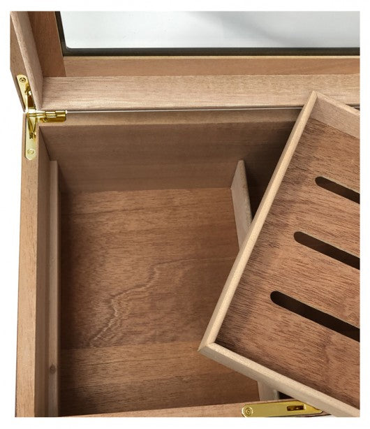 The Berkeley Humidor with Glass Top by Prestige Import Group - 100 Cigar ct - Crown Humidors