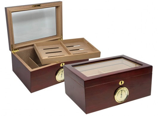 The Berkeley Humidor with Glass Top by Prestige Import Group - 100 Cigar ct - Crown Humidors