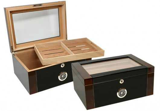 The Berkeley II High Glass Top Humidor by Prestige Import Group - 100 Cigar ct - Crown Humidors