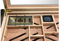 Prestige Imports 150 Ct. Jet Black High Gloss Humidor w/ Slide & Lock Dividers & Storage - Crown Humidors