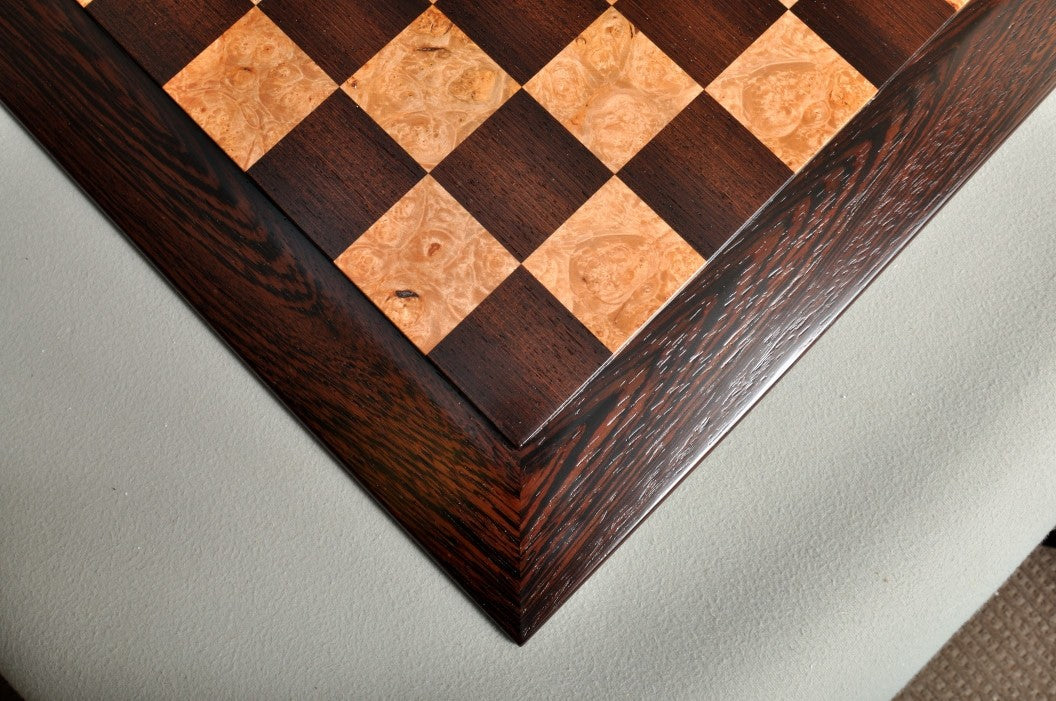 House of Staunton Custom Contemporary Chess Board - African Palisander / Maple Burl - 2.5" Squares - Crown Humidors