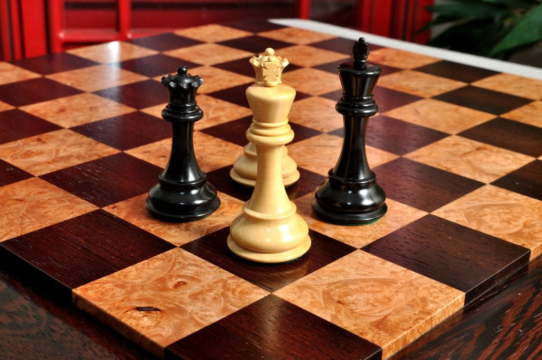 House of Staunton Custom Contemporary Chess Board - African Palisander / Maple Burl - 2.5" Squares - Crown Humidors