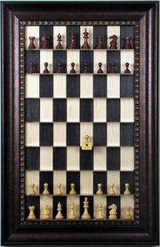 Straight Up Chess Board - Black Maple Board with Checkered Bronze Frame - Crown Humidors