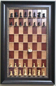Straight Up Chess Board - Red Cherry Chess Board with Dark Bronze Frame with Gold Trim - Crown Humidors