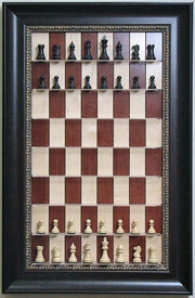Straight Up Chess Board - Red Maple Chess Board with 3 1/2" Dark Bronze Frame - Crown Humidors