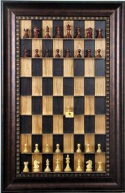 Straight Up Chess Board - Black Cherry Series with Checkered Bronze Frame - Crown Humidors