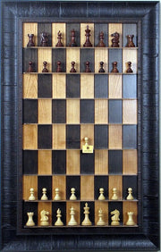 Straight Up Chess Board - Black Cherry Series with Rustic Brown Frame - Crown Humidors