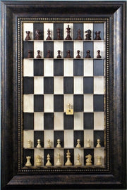 Straight Up Chess Board - Black Maple Board with the 4 1/4" Wide Antique Bronze Frame - Crown Humidors