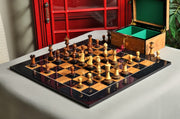 The Burnt Golden Rosewood Grandmaster Series Chess Set, Box, & Board Combination - Crown Humidors