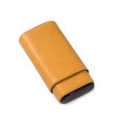 Bey-Berk "Carbon Fiber" & Yellow Leather Three Cigar Holder - C254Y - Crown Humidors