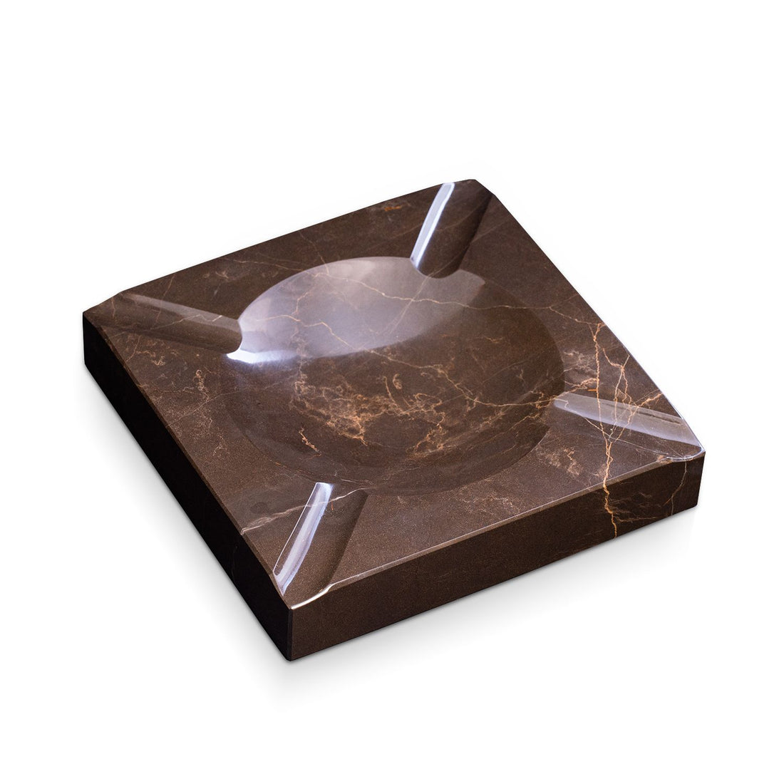 Bey-Berk Four Cigar Ashtray in Amber Emperador Marble - C320 - Crown Humidors