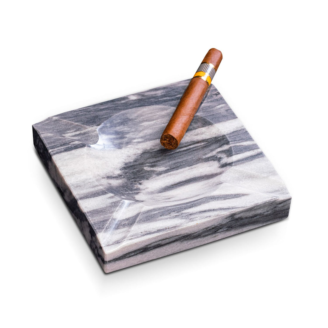 Bey-Berk Four Cigar Ashtray in Carrera Gray Marble - C321 - Crown Humidors