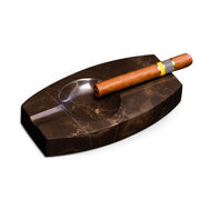 Bey-Berk Double Cigar Ashtray in Amber Emperador Marble - C322 - Crown Humidors