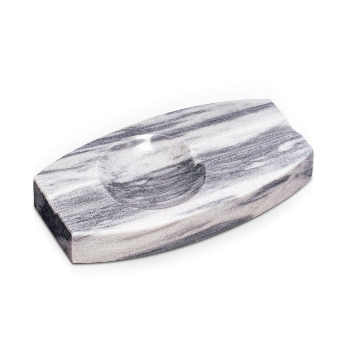 Bey-Berk Double Cigar Ashtray in Carrera Gray Marble - C323 - Crown Humidors