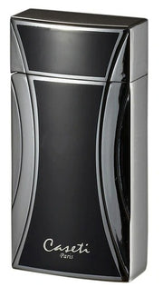 Caseti Naxos Single Jet Flame Cigar Lighter - Black Lacquer & Chrome - Crown Humidors