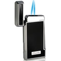 Caseti Tyros Black Lacquer Double Torch Flame Cigar Lighter - Crown Humidors