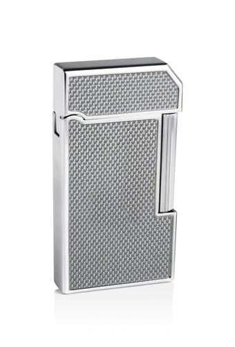 Caseti Windsor Traditional Flame Flint Lighter - Silver Carbon Fiber - Crown Humidors