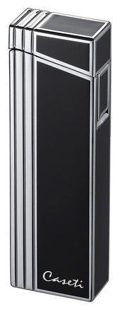 Caseti Black Lacquer Double Designed Compact Torch Flame Lighter - Crown Humidors