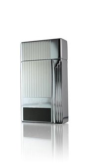 Caseti Clayworth Chrome Plated Black and Grey Lacquer Jet Flame Lighter - Crown Humidors