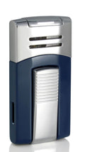 Caseti Corinth Blue & Chrome Single Torch Flame Cigar Lighter - Crown Humidors