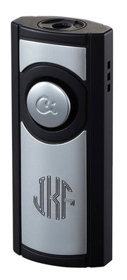 Caseti Patronum Single Jet Flame Cigar Lighter - Black Matte & Brushed Chrome - Crown Humidors