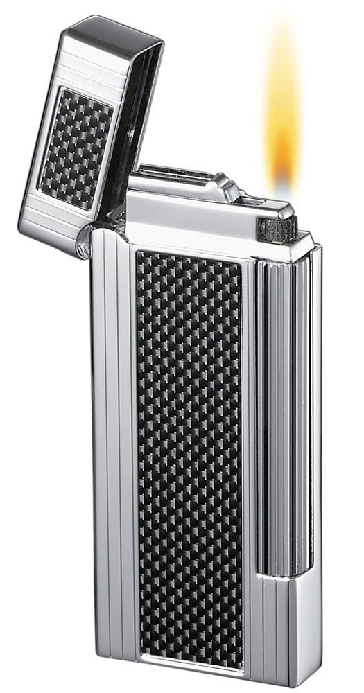 Caseti Ravensdale Flint Traditional Flame Lighter - Black Carbon Fiber - Crown Humidors