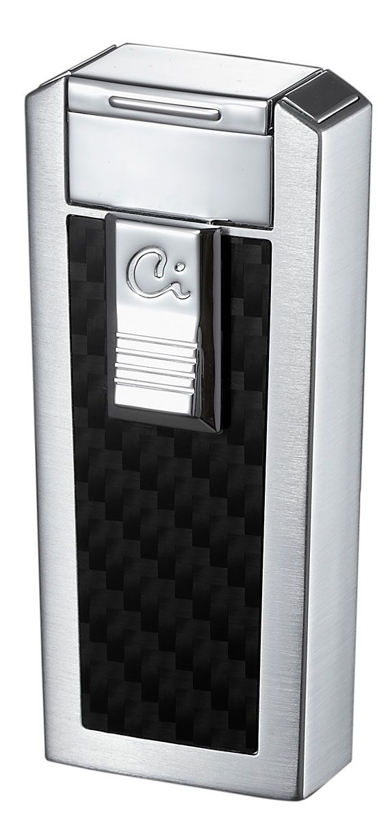 Caseti Tripolis Black Carbon Fiber Triple Torch Flame Cigar Lighter - Crown Humidors