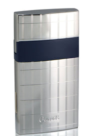 Caseti Troy Polished Chrome With Blue Single Torch Flame Cigar Lighter - Crown Humidors