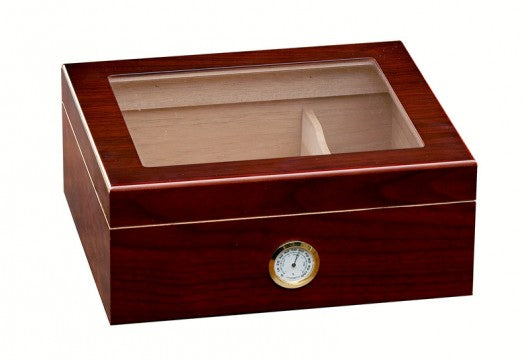 The Chalet Black or Cherry Glass Top Humidor by Prestige Import Group - 25-50 Cigar ct - Crown Humidors