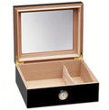 The Chalet Black or Cherry Glass Top Humidor by Prestige Import Group - 25-50 Cigar ct - Crown Humidors