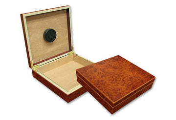 Prestige Imports Chateau 20 Count Burl Cigar Humidor w/ Humidifier - Crown Humidors