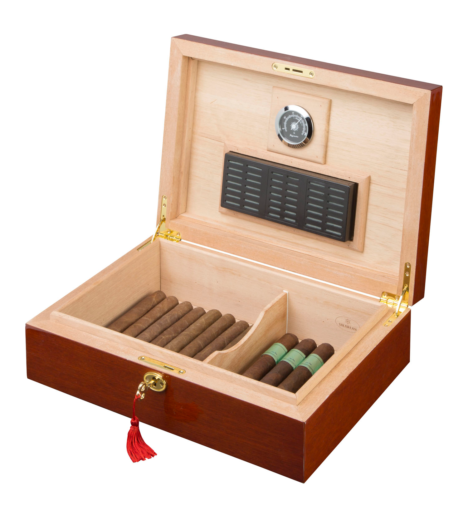 Visol Cherry Laquered Finish Cigar Humidor - Holds 60 to 80 cigars - Crown Humidors