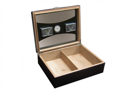 The Delano Black Humidor with UV Glass by Prestige Import Group - 100 Cigar ct - Crown Humidors