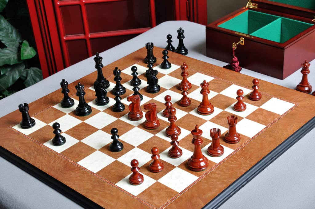 The Reykjavik II Series Prestige Chess Set, Box, & Board Combination - Crown Humidors