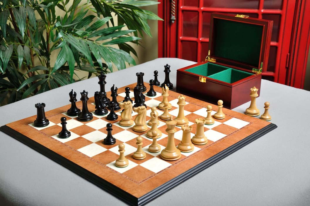 The Leuchars Series Chess Set, Box, & Board Combination - Crown Humidors