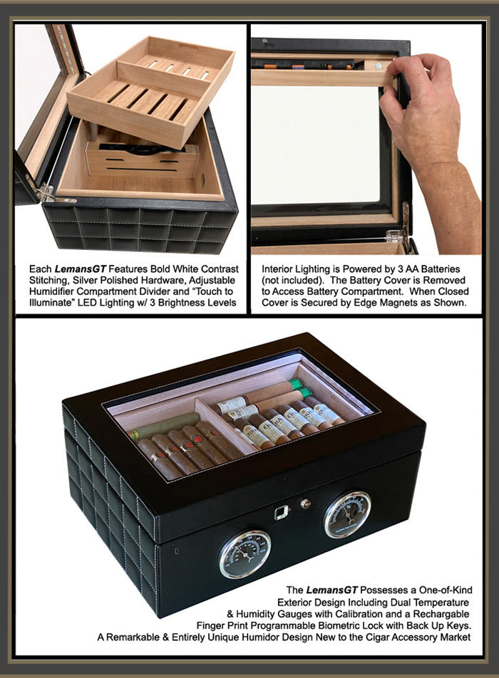 LemansGT Desktop Humidor by Prestige Imports 120 Cigar ct - Crown Humidors