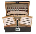 Prestige Imports Rockefeller 130 Ct. Ebony humidor with Eleven 64 Ring Gauge Cigar Display - Crown Humidors