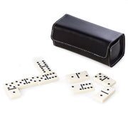 Bey-Berk Domino Set in Black Leather Case with Magnetic Closure - G525 - Crown Humidors