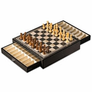 Bey-Berk "Carbon Fiber & Mother of Pearl" Design Chess Set - G551 - Crown Humidors