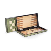 Bey-Berk Green Inlaid Wood Backgammon & Chess Set - G553 - Crown Humidors